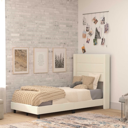 Flash Furniture Beige Queen Platform Bed with Headboard YK-1078-BEIGE-T-GG